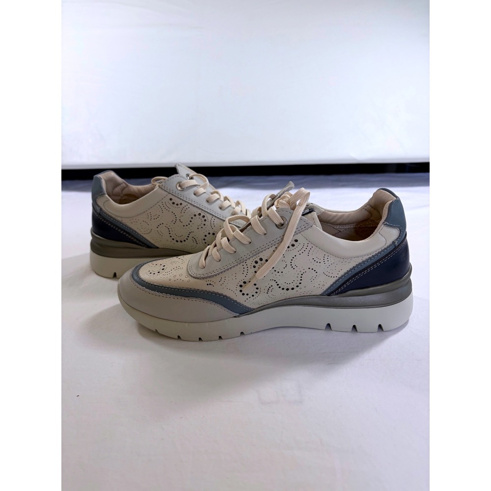 Pikolinos Cantabria Never Worn Cream Grey Leather Perforated Zip Sneakers 38 - Picture 13 of 16